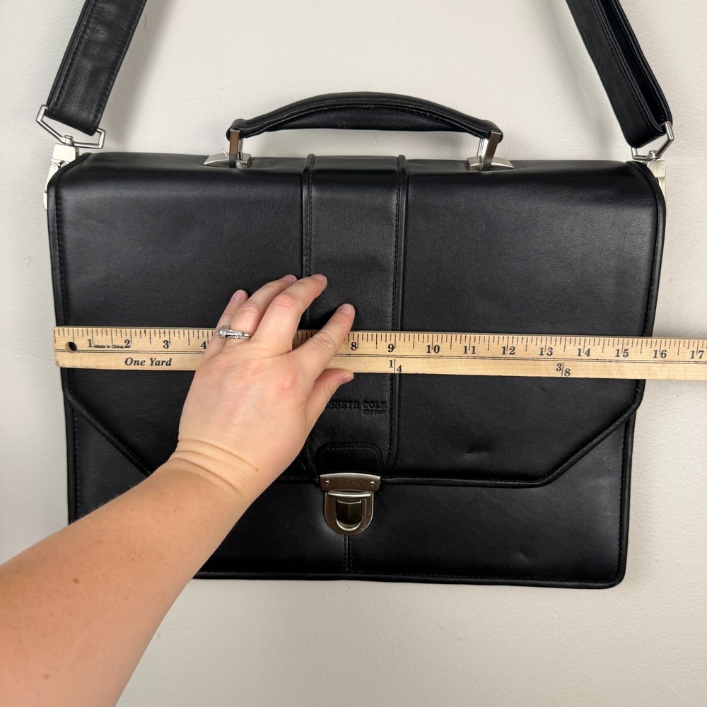 Kenneth Cole Laptop Bag Men's Black Leather Portfolio Lock Classic Top Handle - Picture 14 of 16